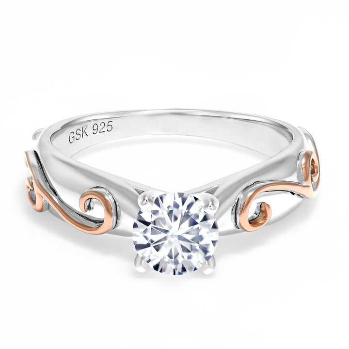 925 Sterling Silver White Moissanite Women Engagement Ring For Women (1.00 Cttw, Gemstone Birthstone, Round 6.5MM, Available in Size 5,6,7,8,9)
