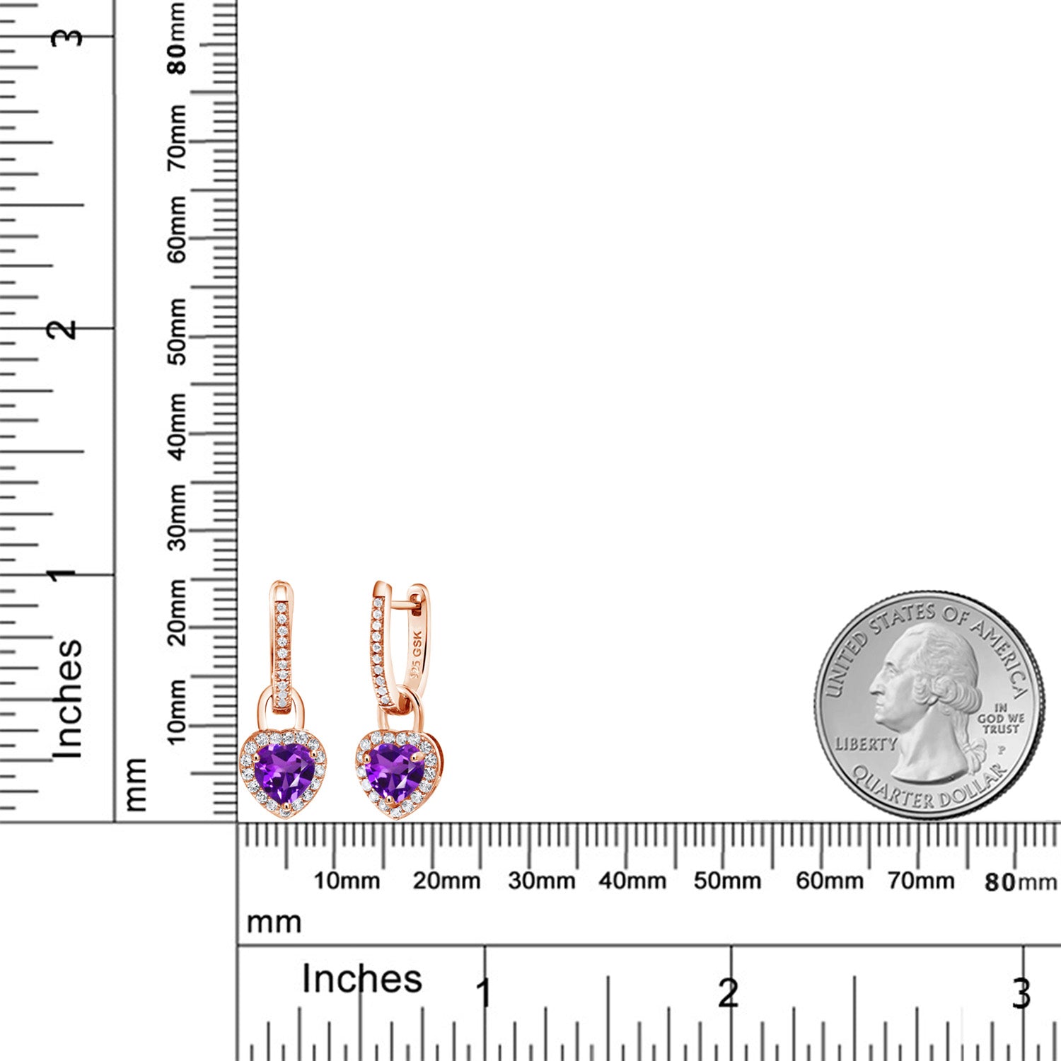 Amethyst - February_Earrings in 925 Rose Gold Plated Silver