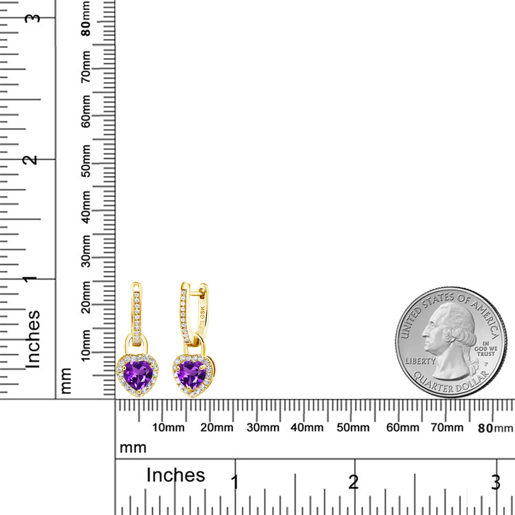 Amethyst - February_Earrings in 925 Yellow Gold Plated Silver