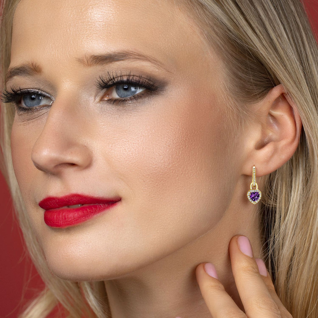 Amethyst - February_Earrings in 925 Yellow Gold Plated Silver