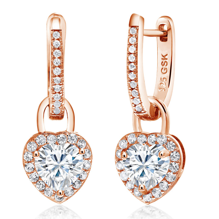 White Moissanite - April_Earrings in 925 Rose Gold Plated Silver