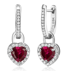 Created Ruby - July_Earrings in 925 Sterling Silver