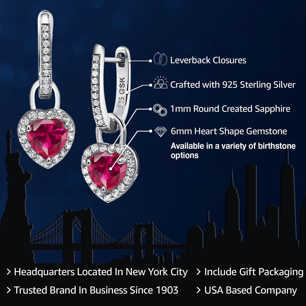 Created Ruby - July_Earrings in 925 Sterling Silver