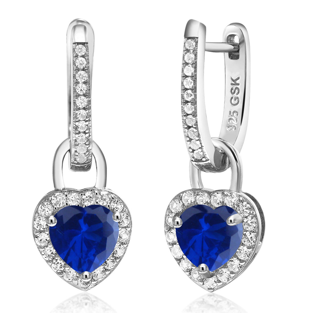 Blue Created Sapphire - September_Earrings in 925 Sterling Silver