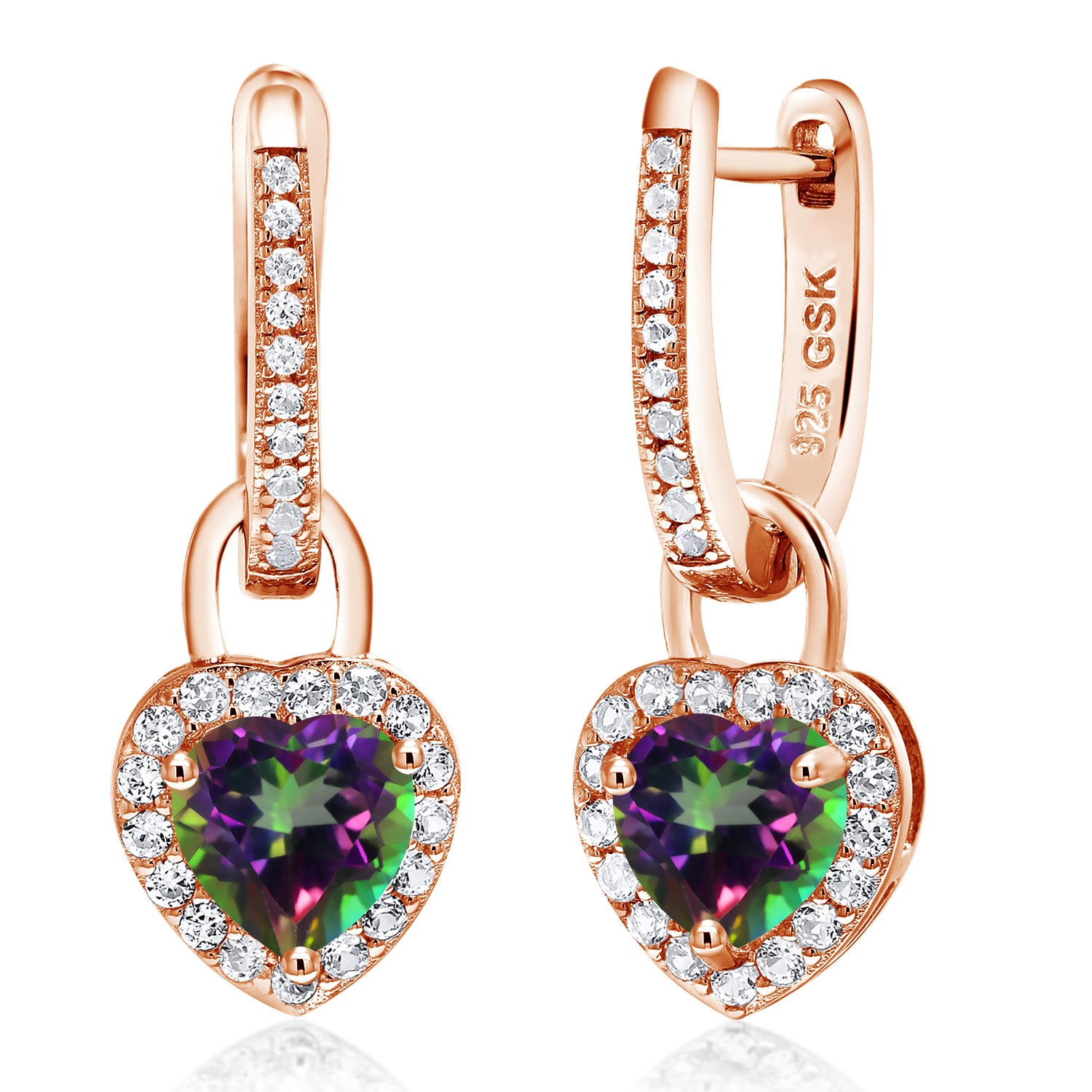 Green Mystic Topaz_Earrings in 925 Rose Gold Plated Silver