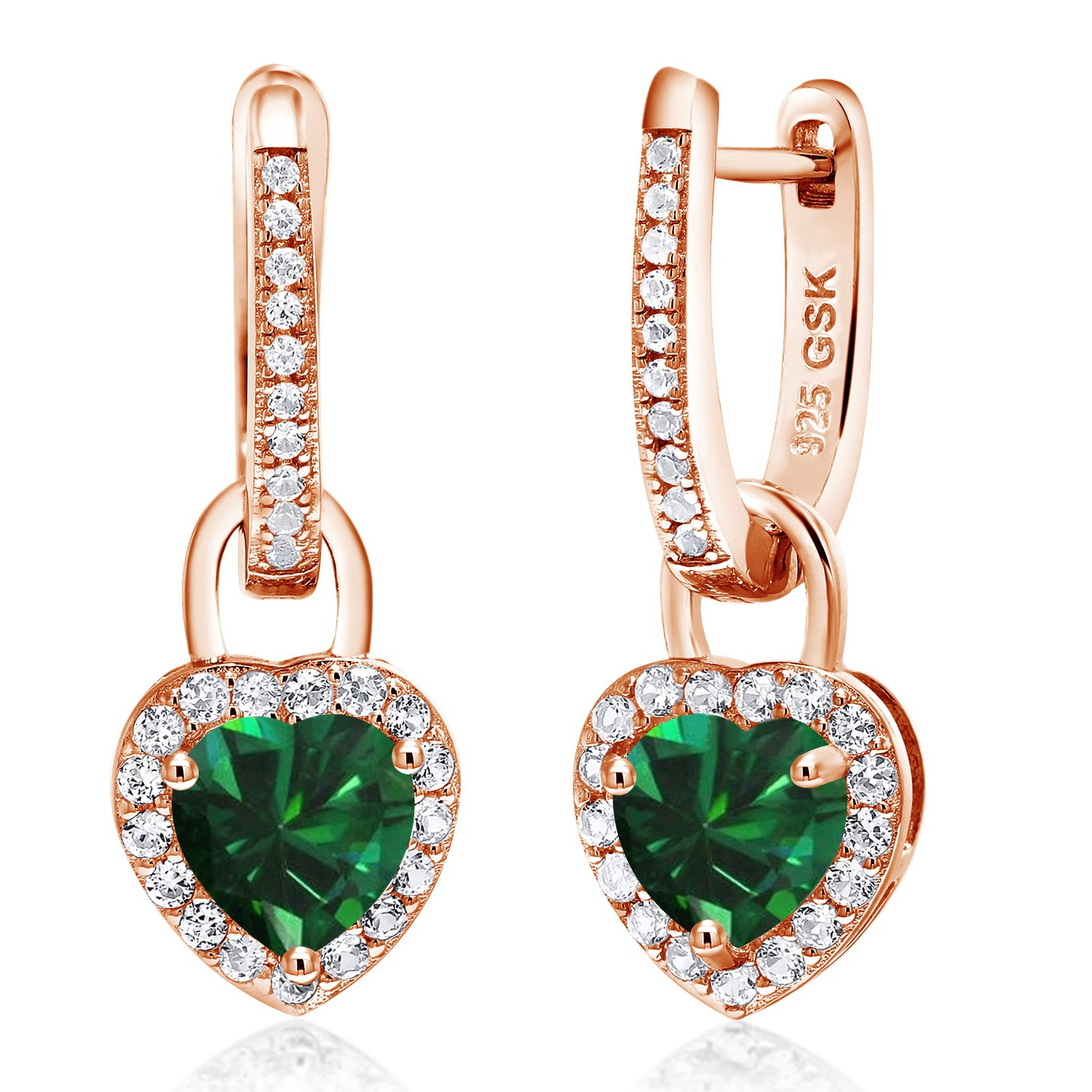 Nano Emerald - May_Earrings in 925 Rose Gold Plated Silver