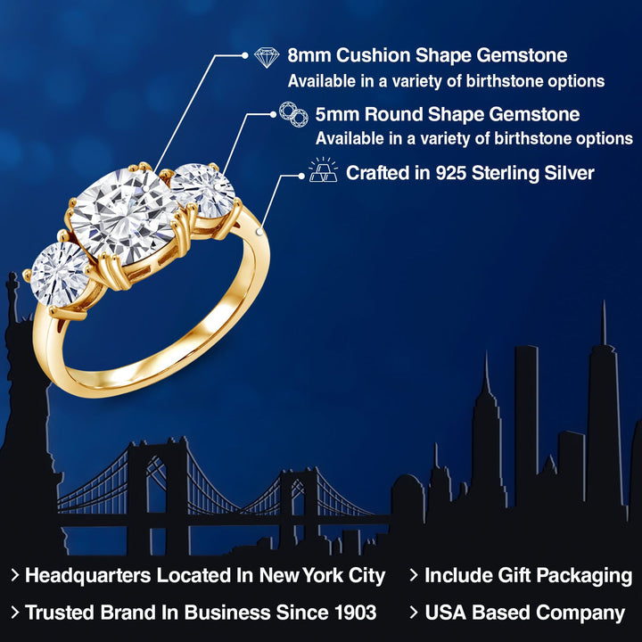 Moissanite_5_Ring in 18K Yellow Gold Plated Silver
