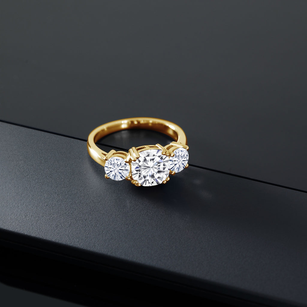 Moissanite_5_Ring in 925 Yellow Gold Plated Silver