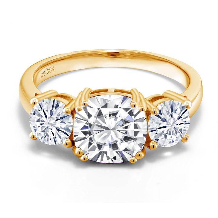Moissanite_5_Ring in 18K Yellow Gold Plated Silver