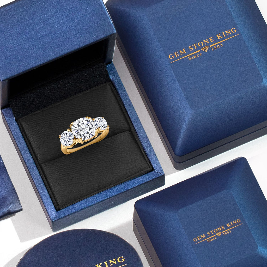 Moissanite_5_Ring in 925 Yellow Gold Plated Silver