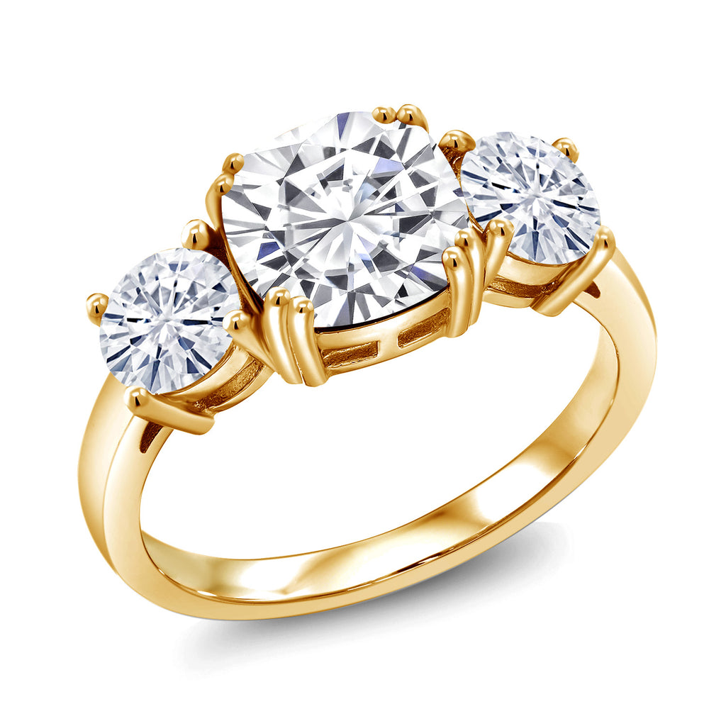 White Moissanite - April_6_Ring in 925 Yellow Gold Plated Silver