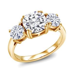 Moissanite_5_Ring in 925 Yellow Gold Plated Silver