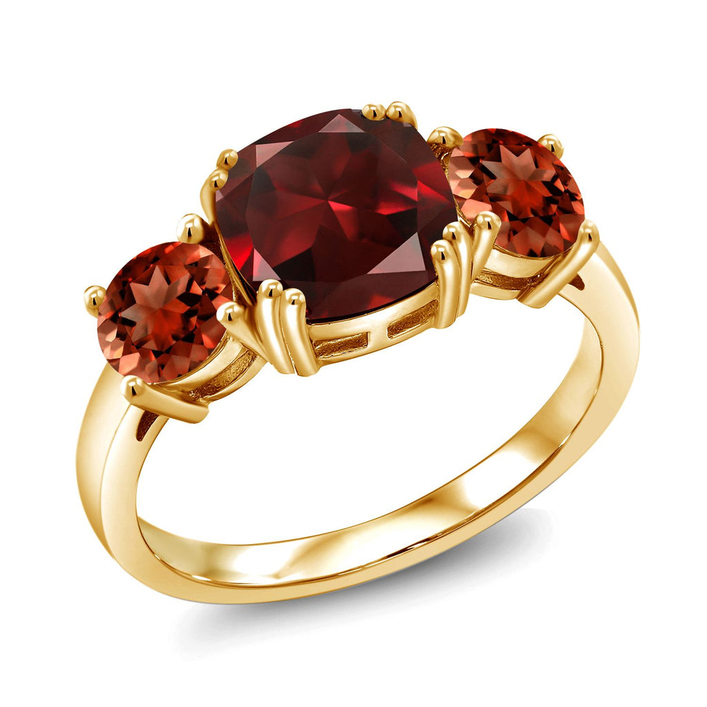 Garnet - January_5_Ring in 925 Yellow Gold Plated Silver