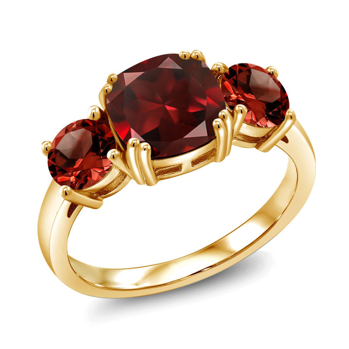 Garnet - January_5_Ring in 925 Yellow Gold Plated Silver