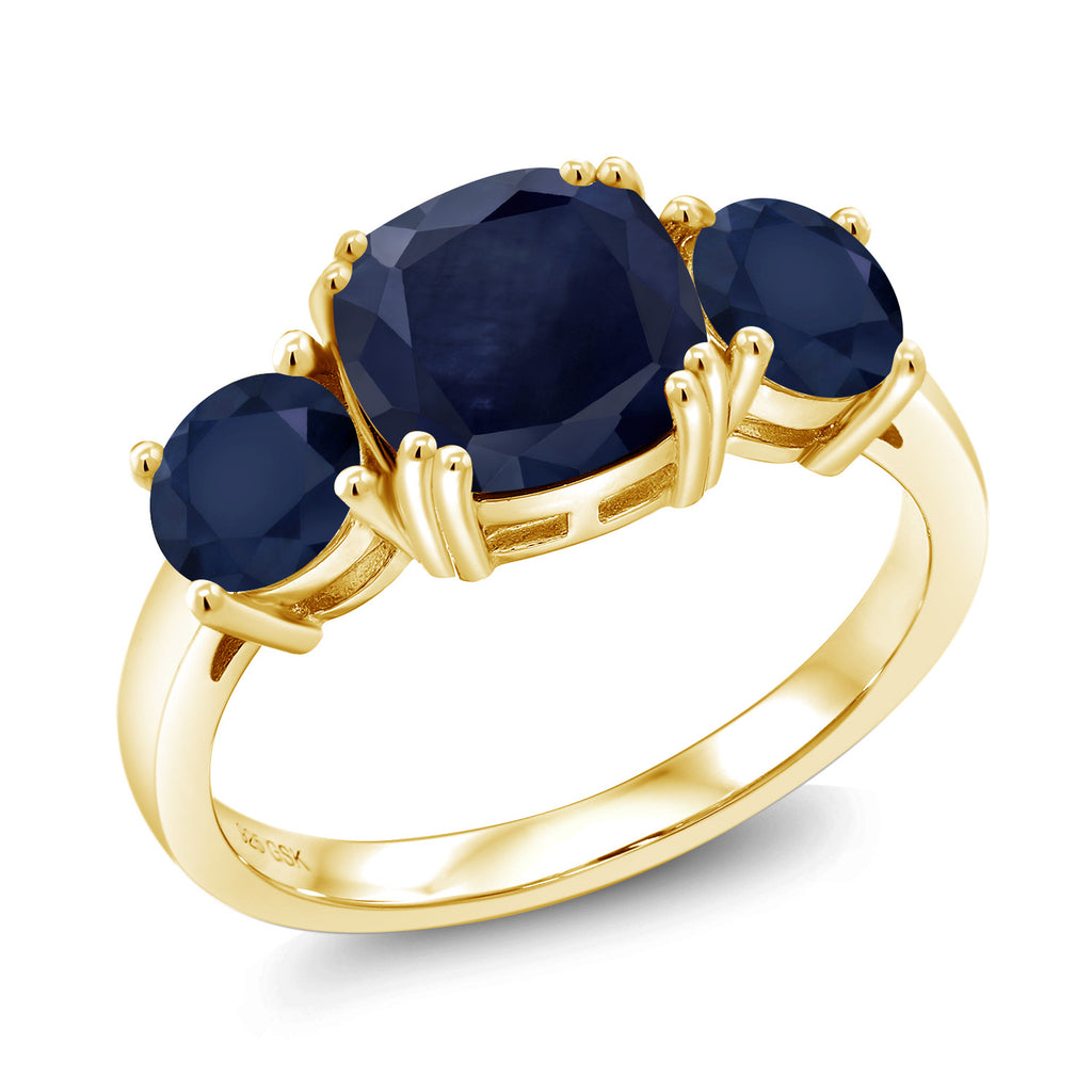Blue Sapphire - September_5_Ring in 925 Yellow Gold Plated Silver