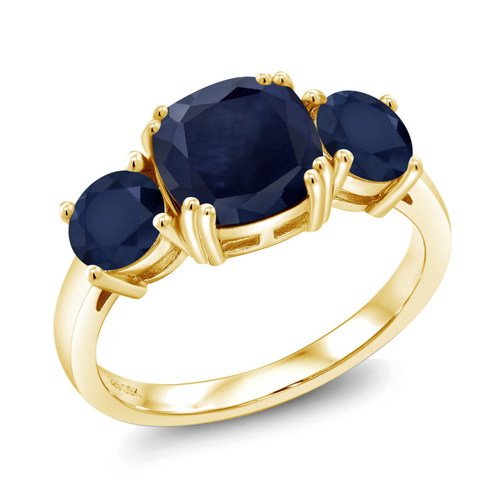 Blue Sapphire - September_5_Ring in 925 Yellow Gold Plated Silver
