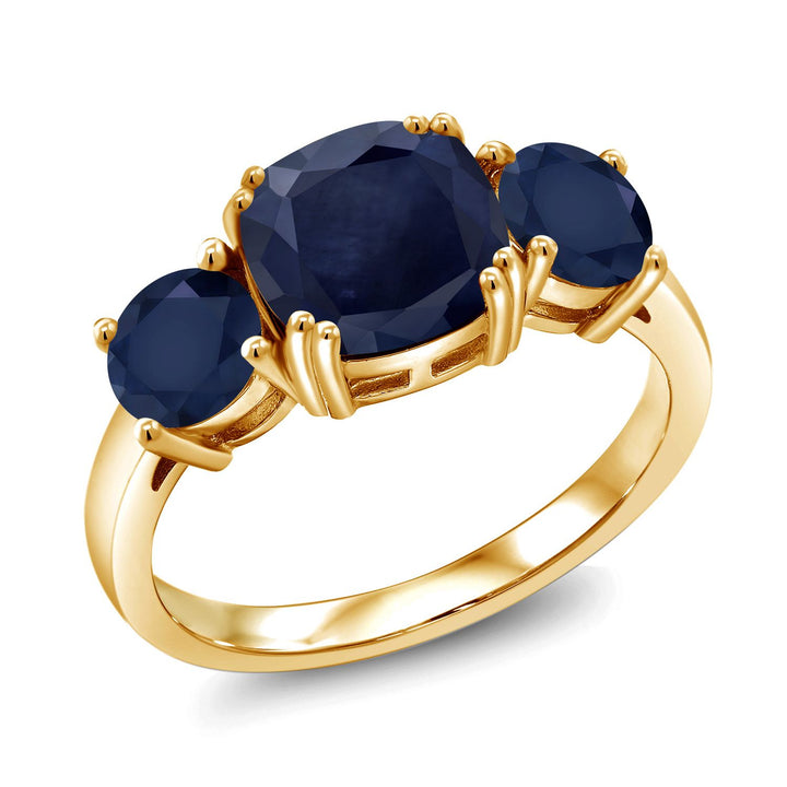 Blue Sapphire - September_5_Ring in 925 Yellow Gold Plated Silver