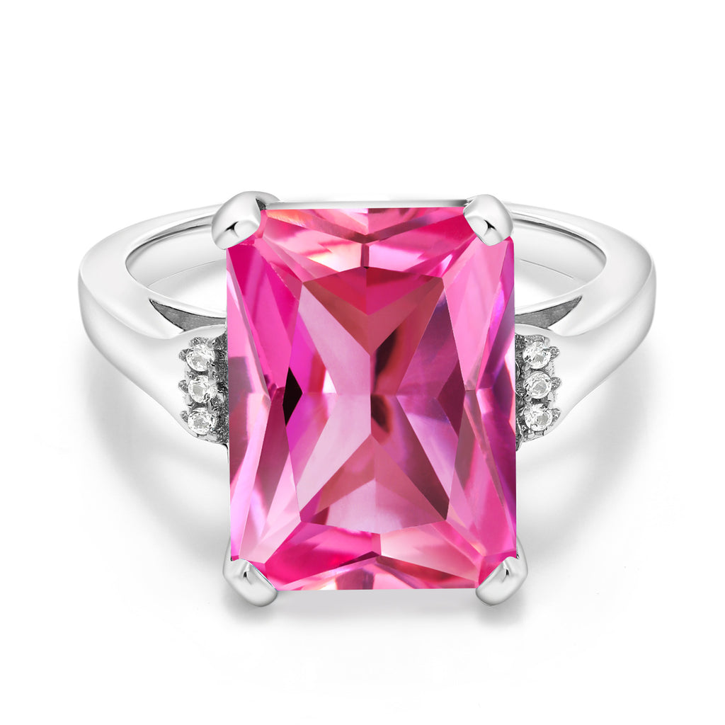 Pink Created Sapphire - September_6_Ring in 925 Sterling Silver
