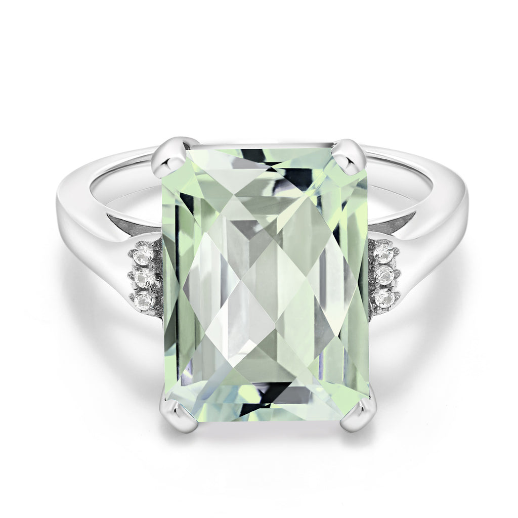 Prasiolite-Checkerboard_5_Ring in 925 Sterling Silver