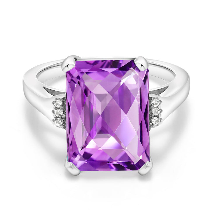 Amethyst-Checkerboard - February_5_Ring in 925 Sterling Silver