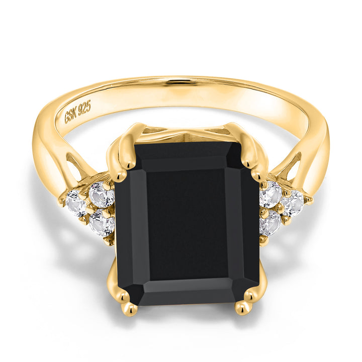 Onyx - December_5_Ring in 925 Yellow Gold Plated Silver