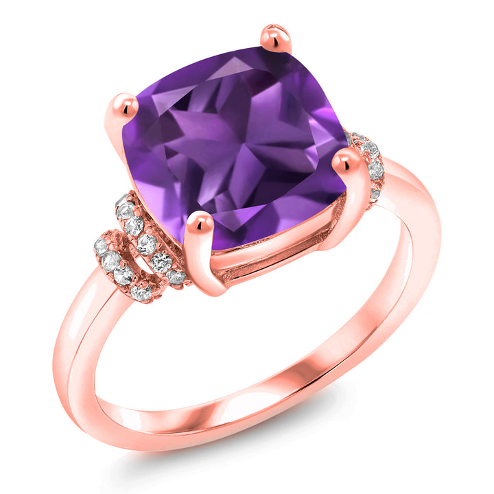 Amethyst - February_5_Ring in 925 Rose Gold Plated Silver