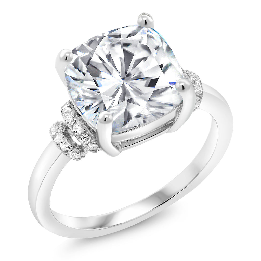 White Moissanite - April_5_Ring in 925 Sterling Silver