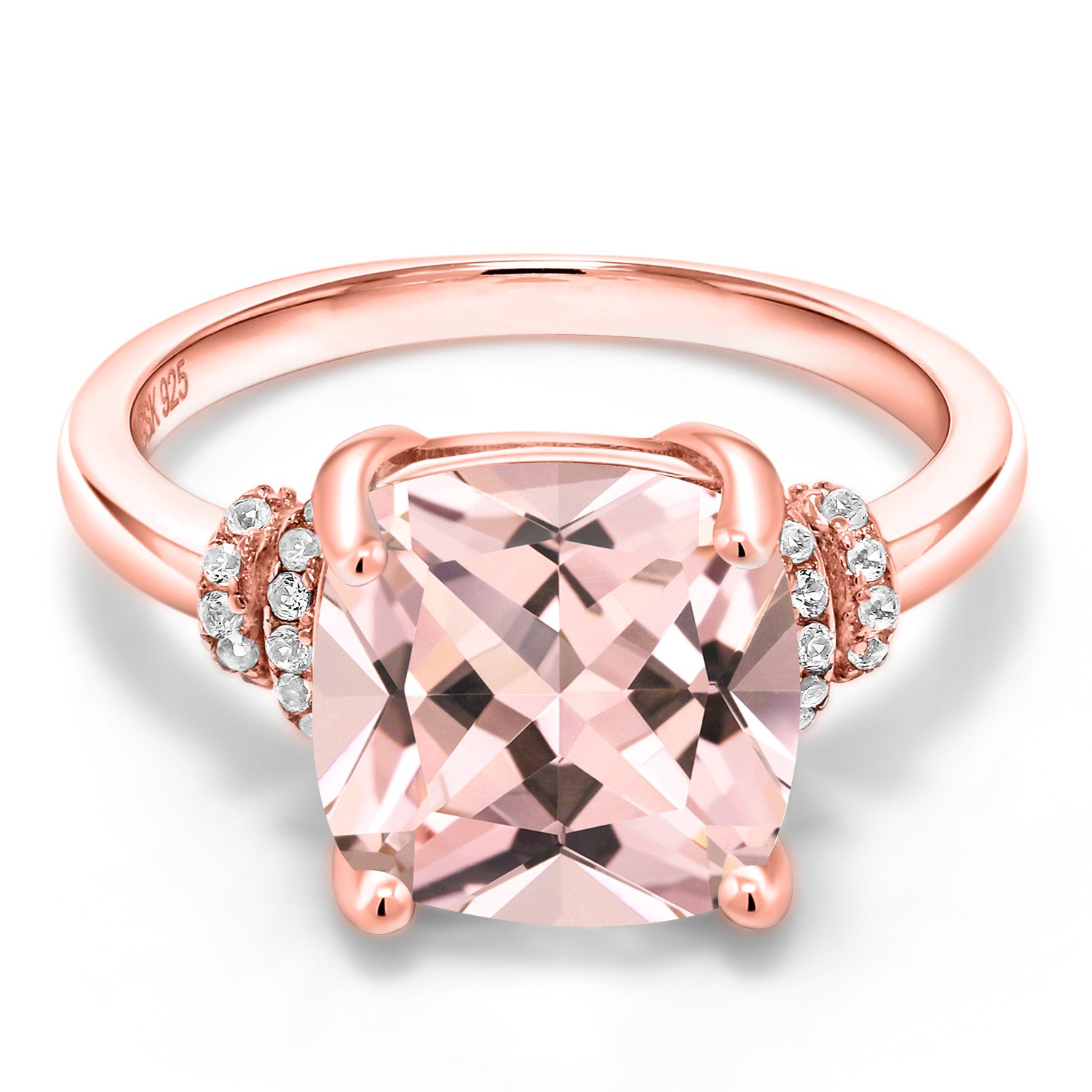 Nano Morganite - October_5_Ring in 925 Rose Gold Plated Silver