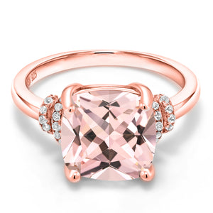 Nano Morganite - October_5_Ring in 18K Rose Gold Plated Silver