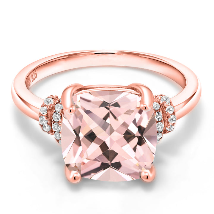Nano Morganite - October_5_Ring in 18K Rose Gold Plated Silver