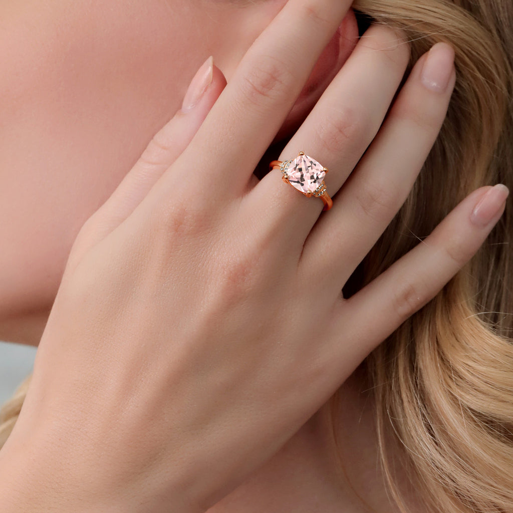 Nano Morganite - October_5_Ring in 925 Rose Gold Plated Silver