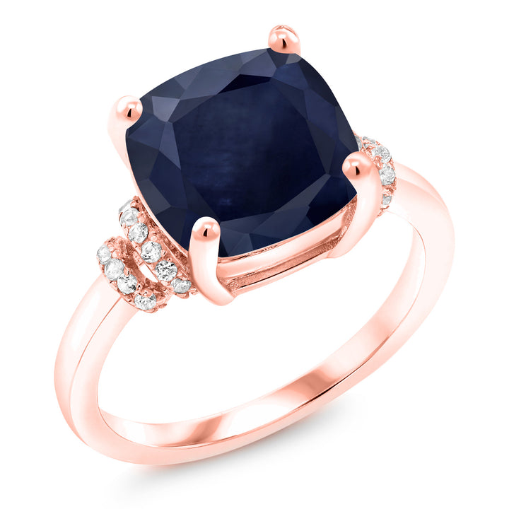 Blue Sapphire - September_5_Ring in 925 Rose Gold Plated Silver