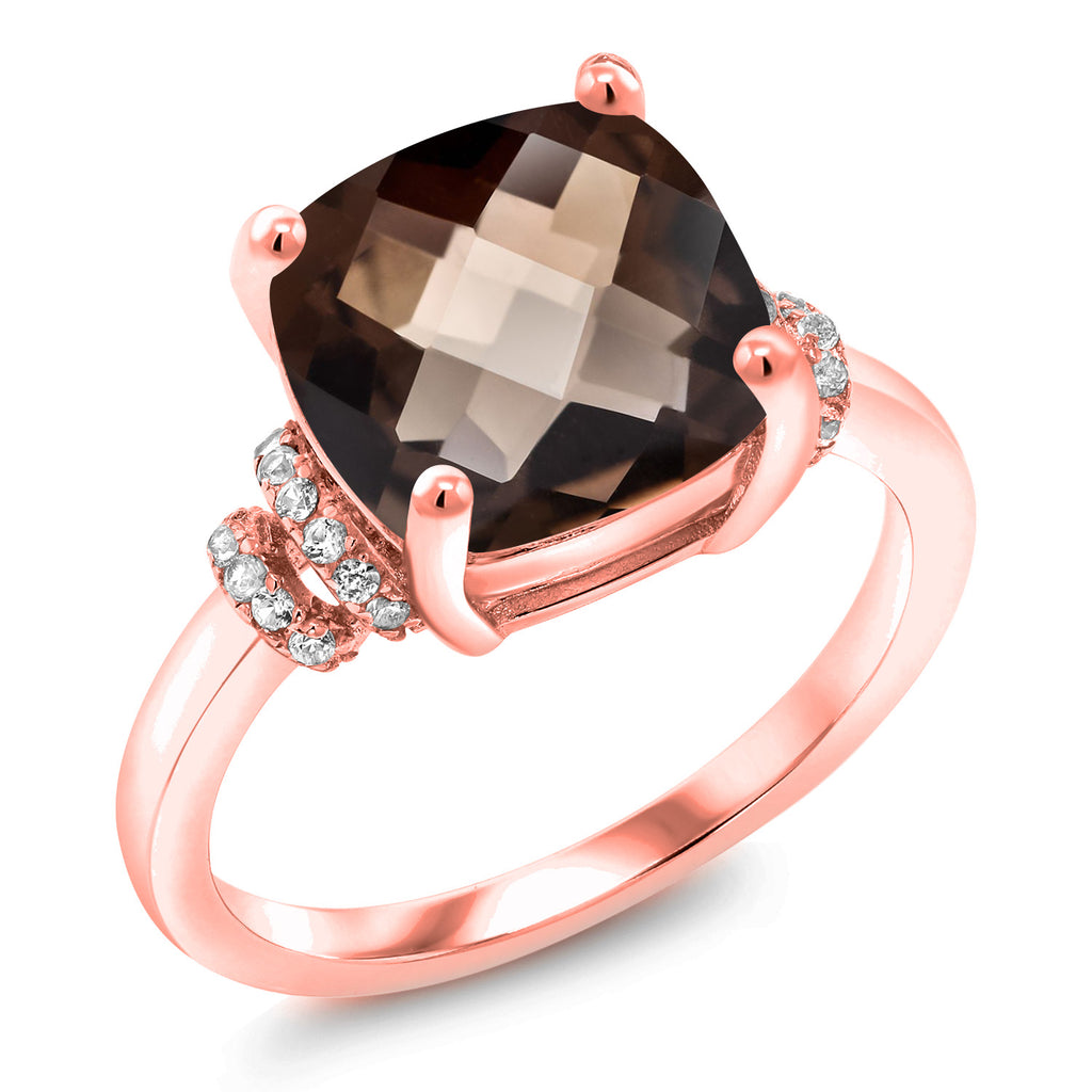 Smoky Quartz_5_Ring in 18K Rose Gold Plated Silver