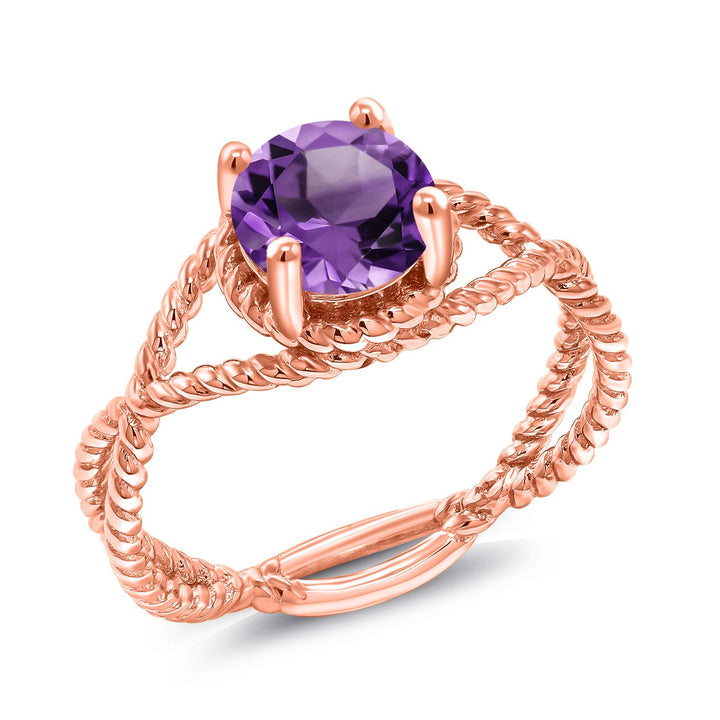 Amethyst - February_6_Ring in 925 Rose Gold Plated Silver