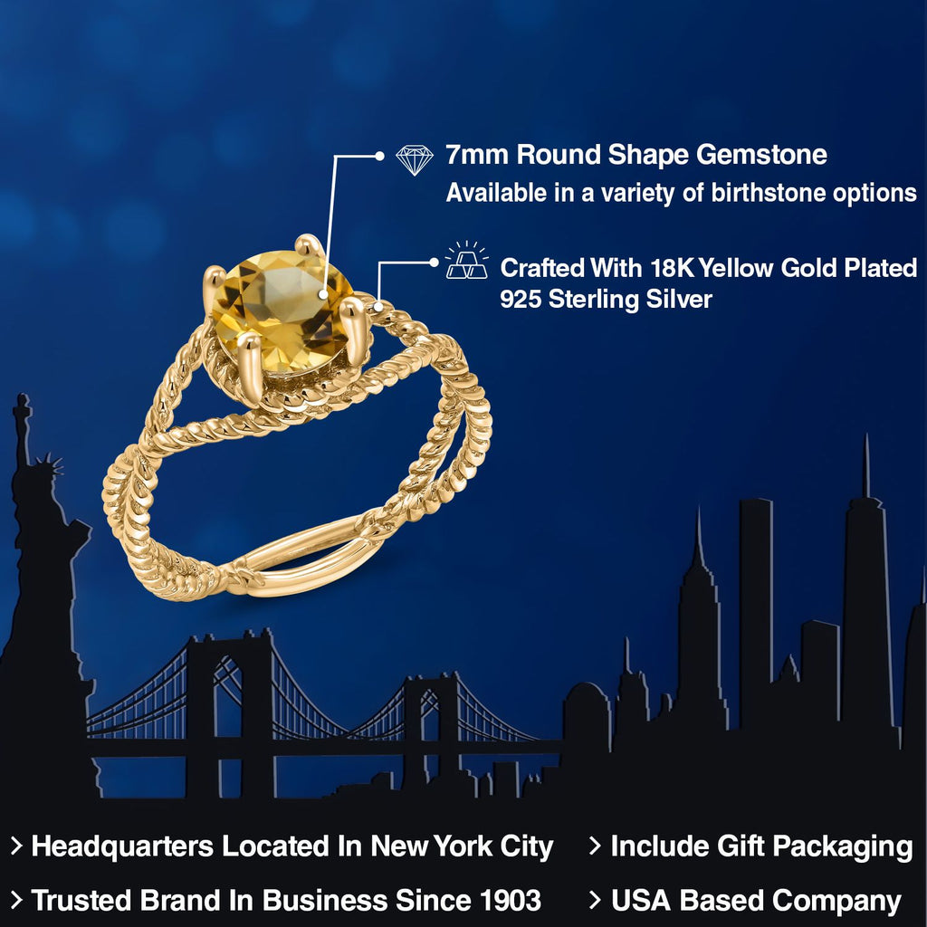 Citrine_Ring in 925 Yellow Gold Plated Silver