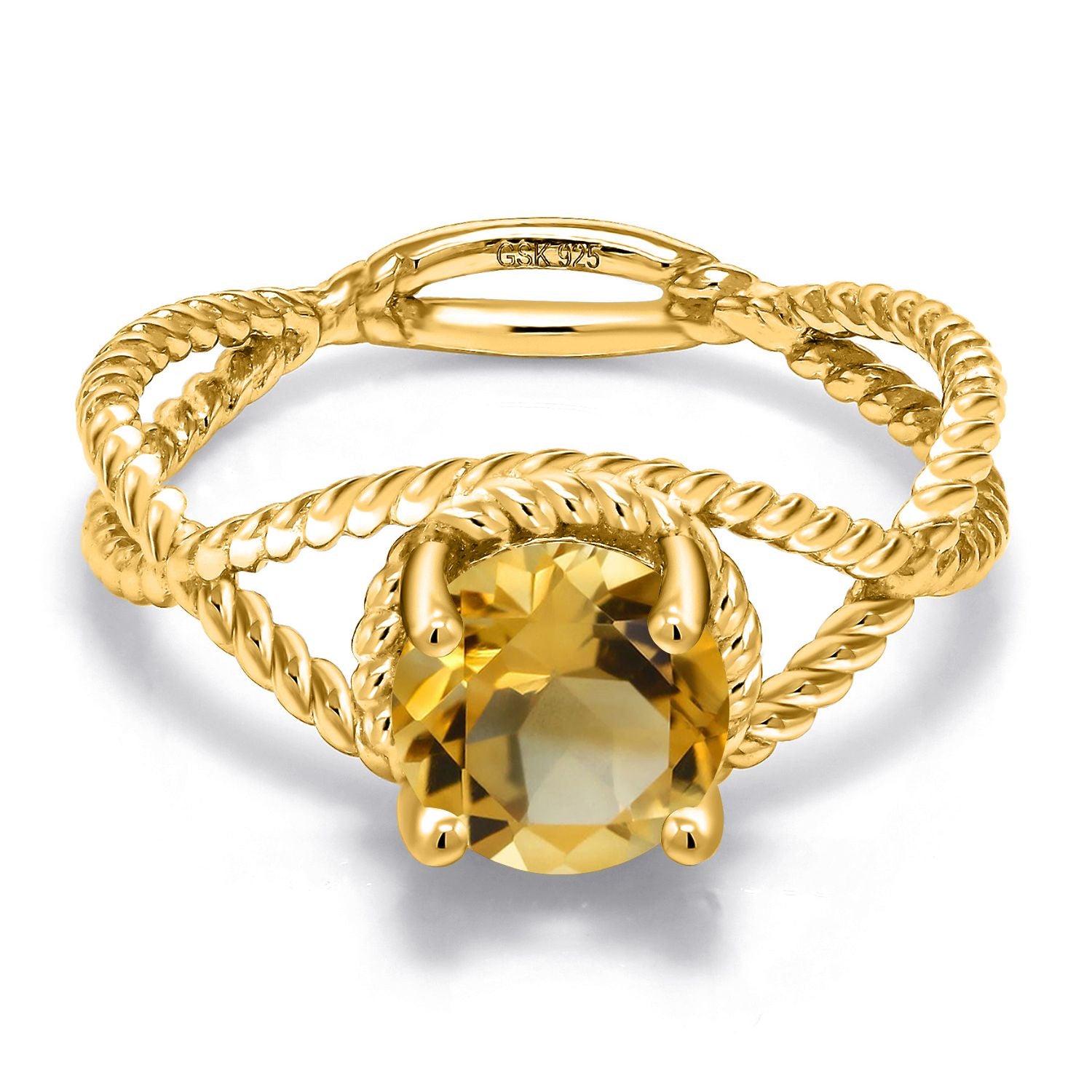 Citrine_Ring in 925 Yellow Gold Plated Silver