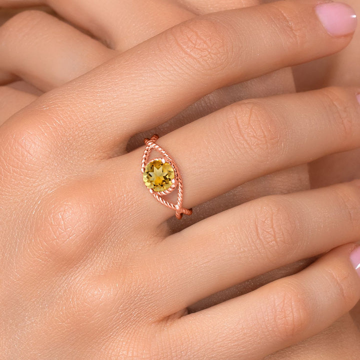 Citrine_Ring in 925 Yellow Gold Plated Silver