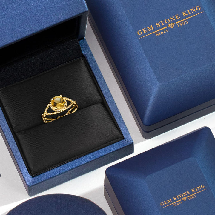 Citrine_Ring in 925 Yellow Gold Plated Silver