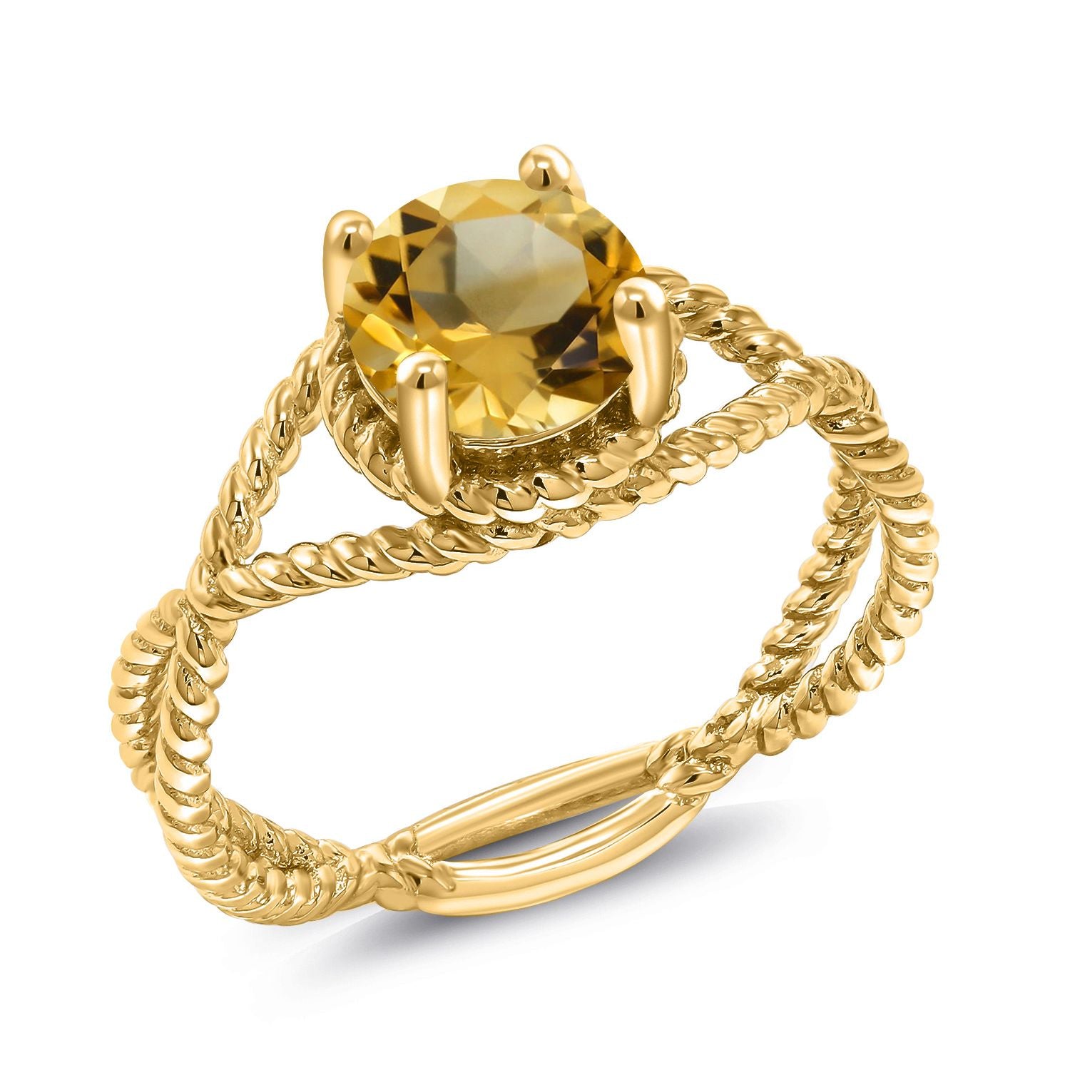Citrine - November_5_Ring in 925 Yellow Gold Plated Silver