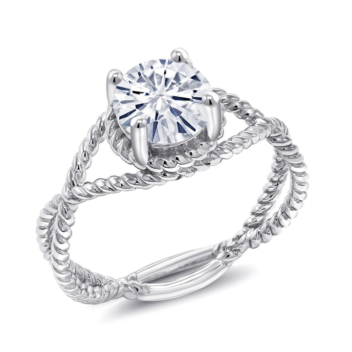 White Moissanite - April_5_Ring in 925 Sterling Silver