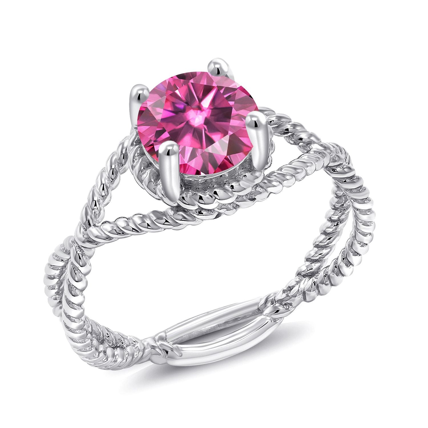 Pink Moissanite - April_7_Ring in 925 Sterling Silver