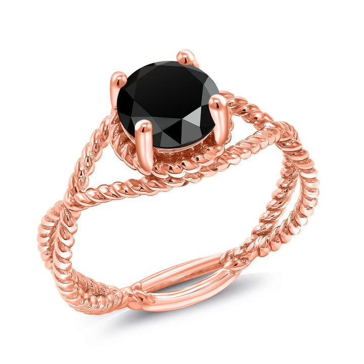 Diamond_Ring in 925 Rose Gold Plated Silver