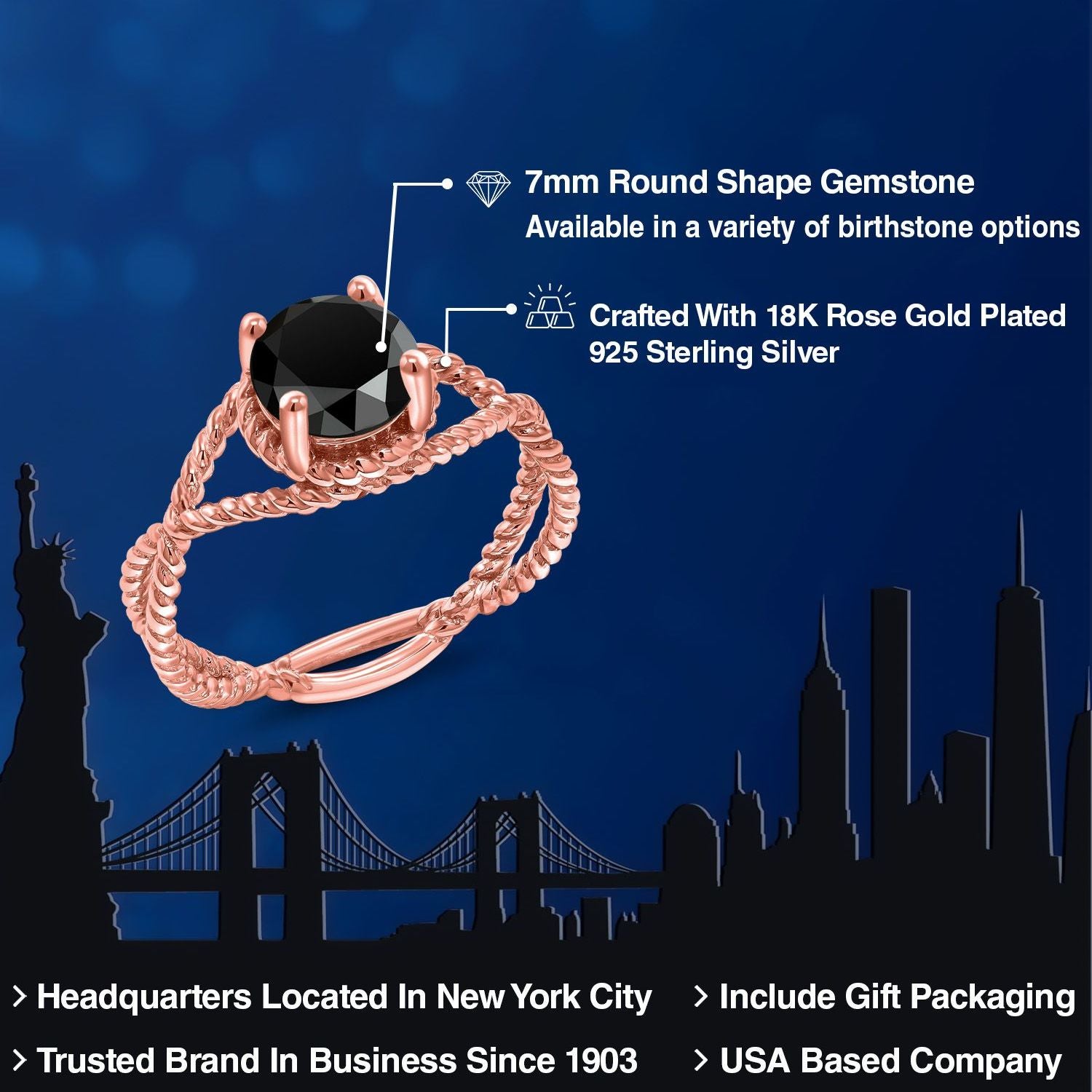 Diamond_Ring in 925 Rose Gold Plated Silver