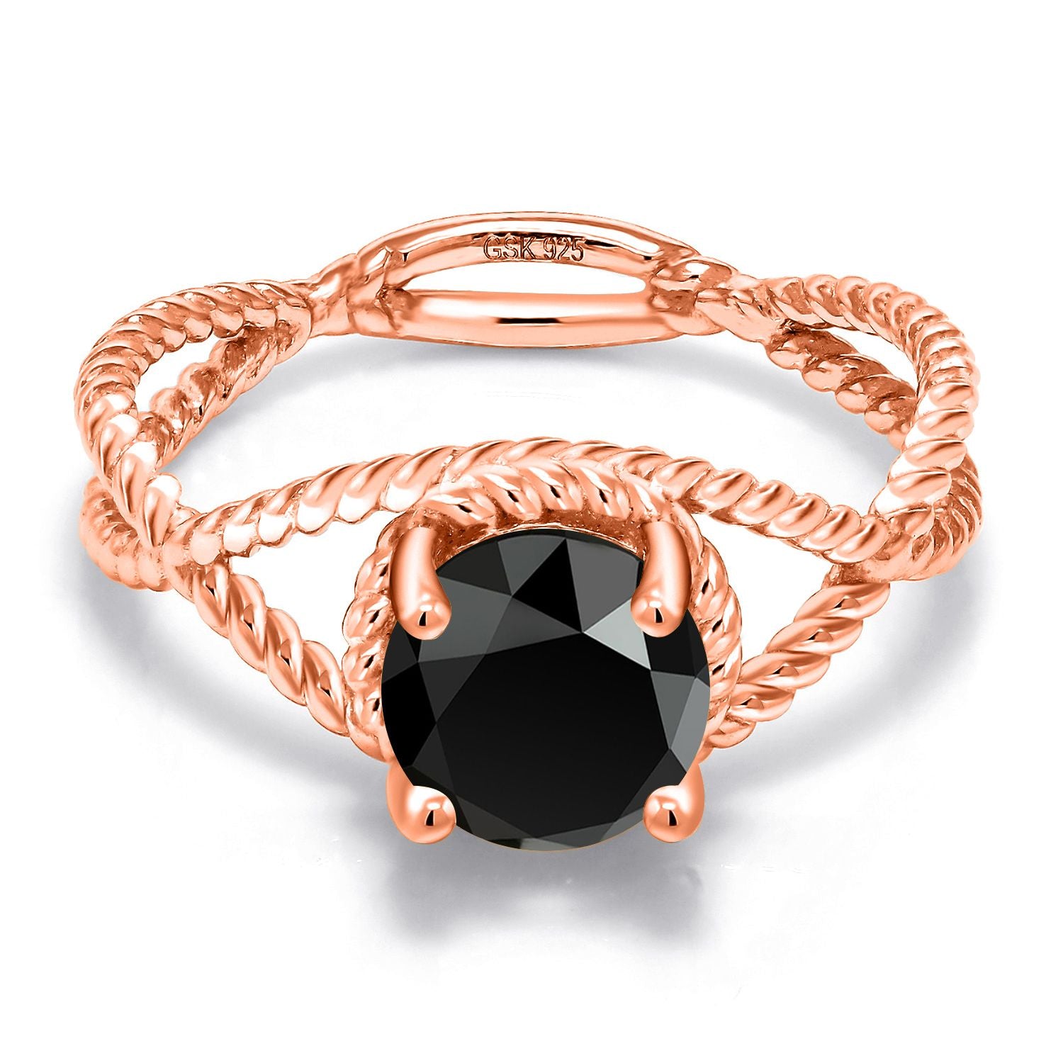 Diamond_Ring in 925 Rose Gold Plated Silver