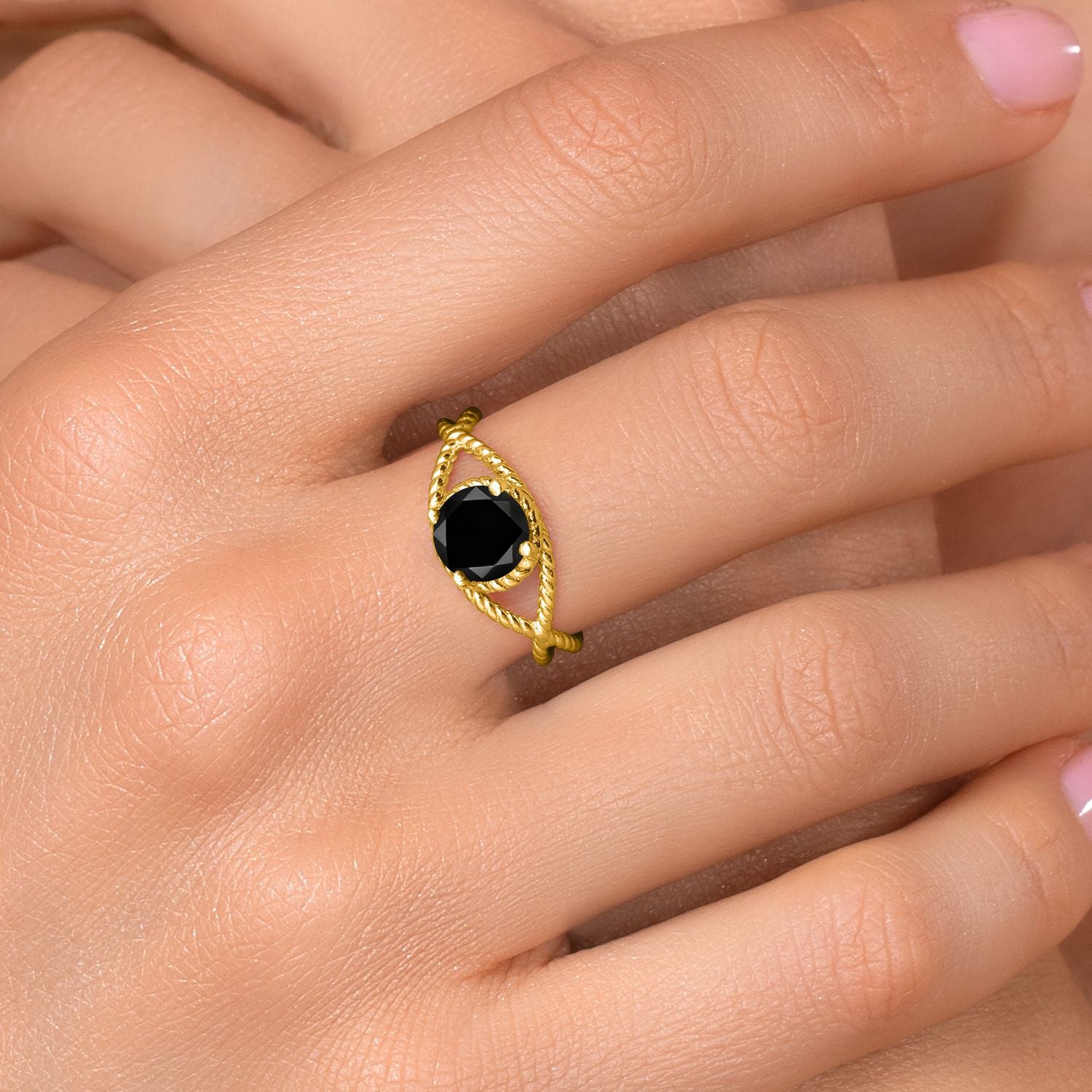 Diamond_Ring in 925 Rose Gold Plated Silver