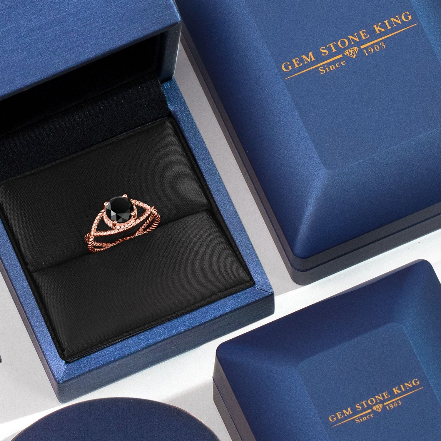Diamond_Ring in 925 Rose Gold Plated Silver