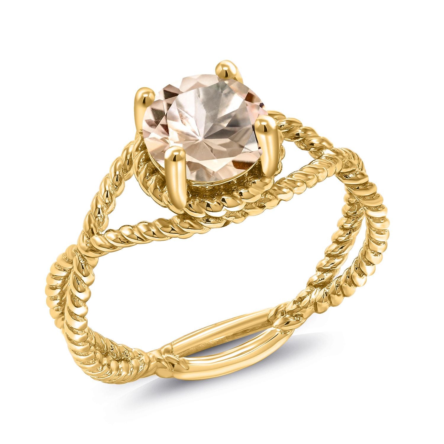 Morganite - October_6_Ring in 925 Yellow Gold Plated Silver