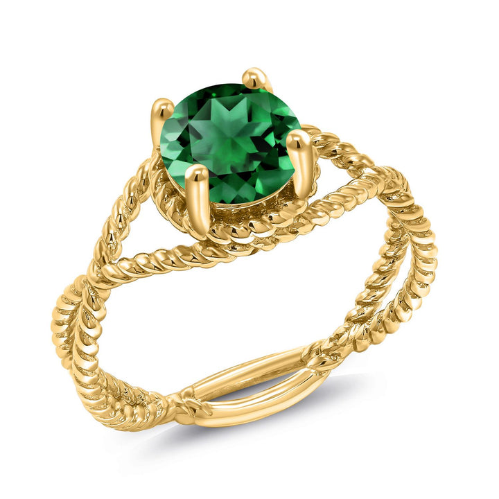 Nano Emerald - May_5_Ring in 925 Yellow Gold Plated Silver