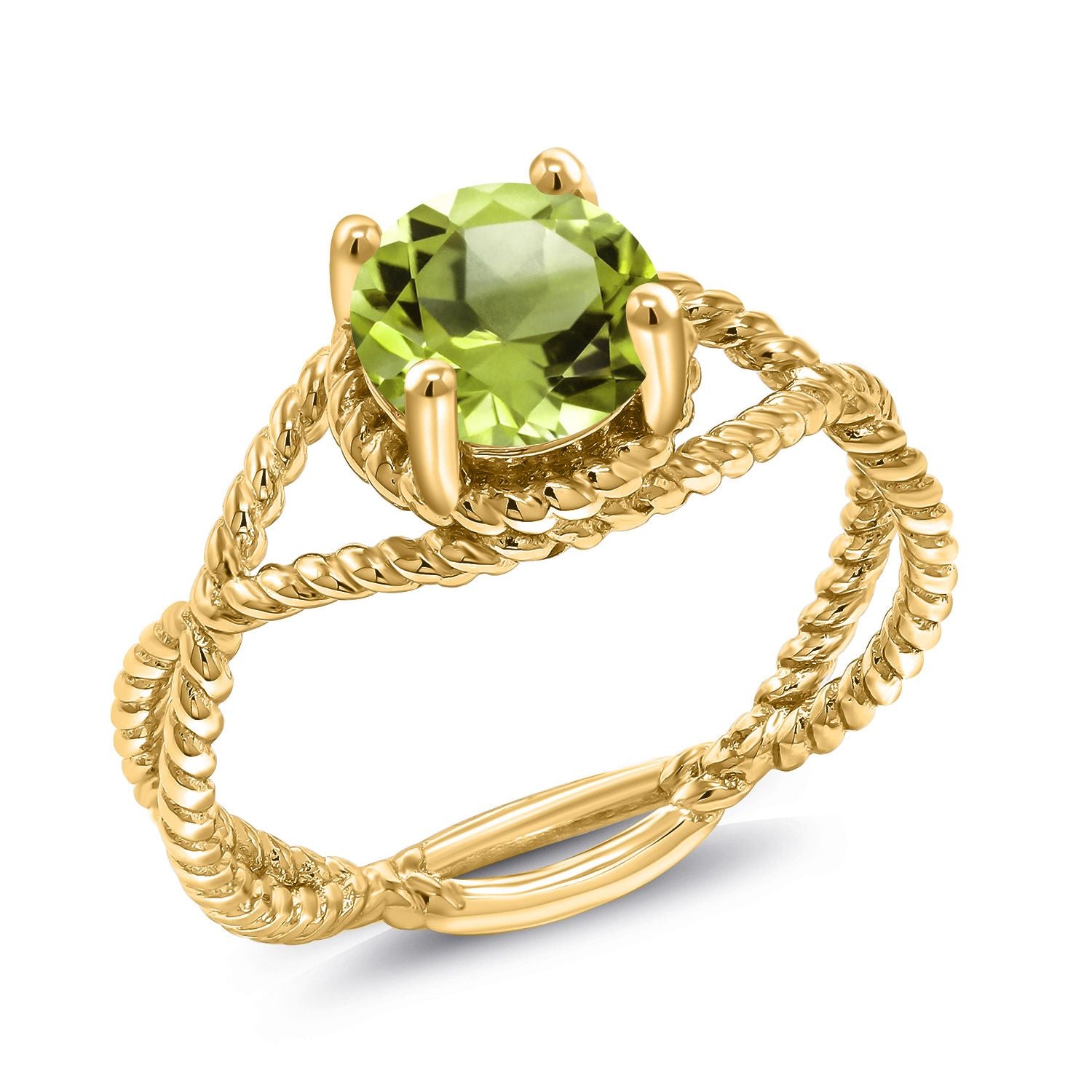 Peridot - August_9_Ring in 925 Yellow Gold Plated Silver
