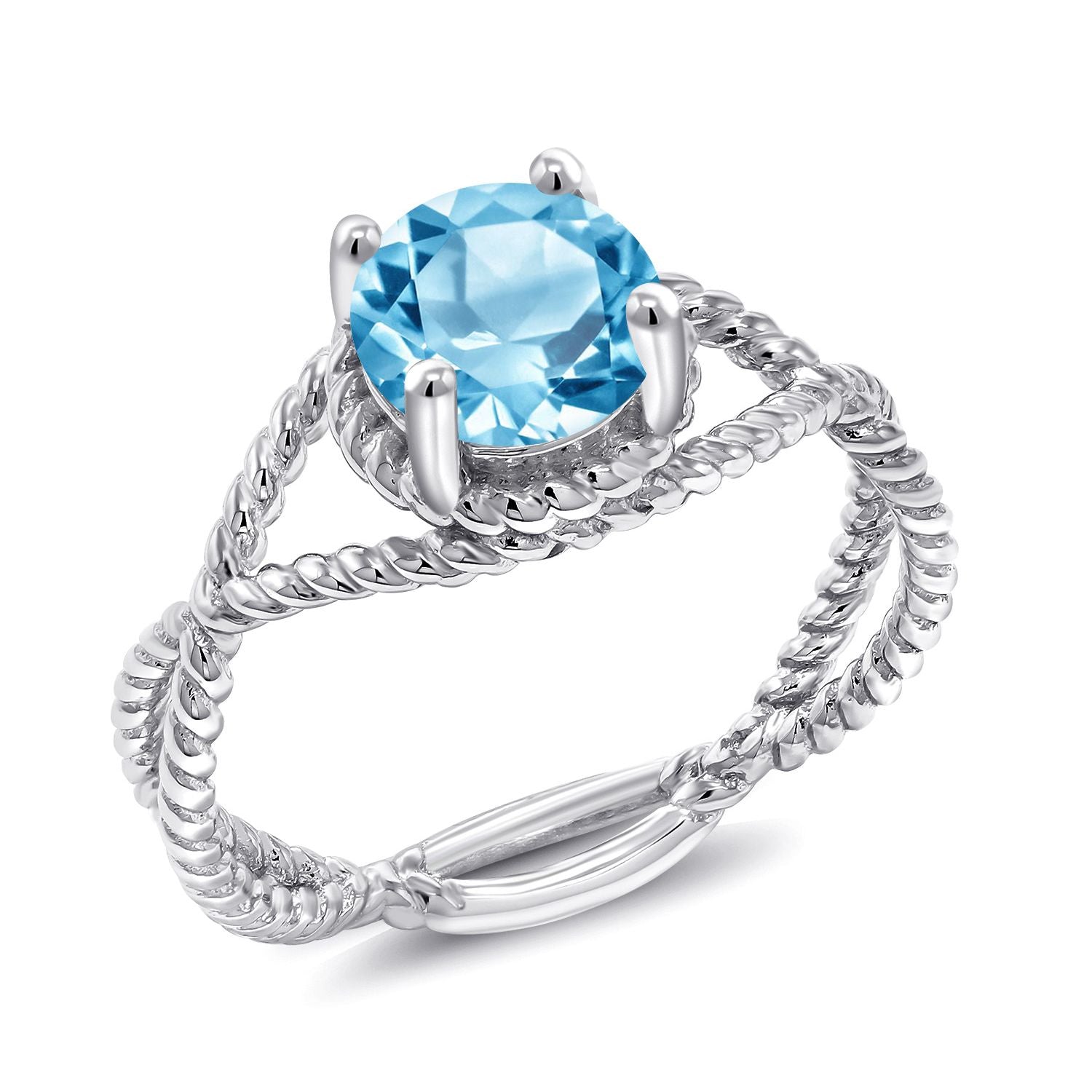 Swiss Blue Topaz - November_8_Ring in 925 Sterling Silver